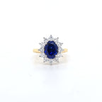 2.57ct LAB Sapphire & LAB Diamond Cluster Ring set in 9ct Gold