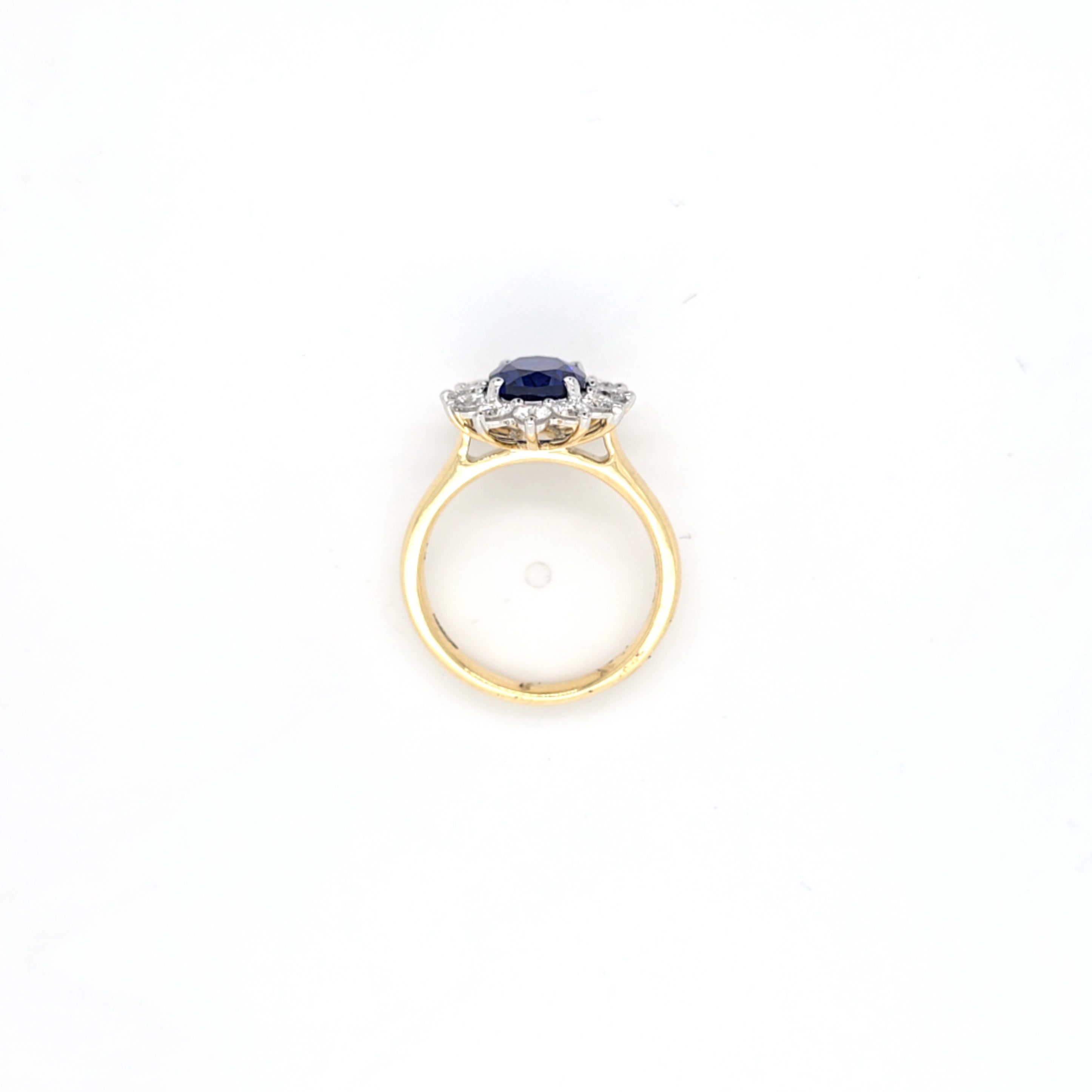 2.57ct LAB Sapphire & LAB Diamond Cluster Ring set in 9ct Gold - Montpellier Jewellers