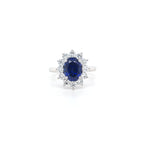 2.57ct LAB Sapphire & LAB Diamond Cluster Ring set in 9ct White Gold