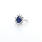 2.57ct LAB Sapphire & LAB Diamond Cluster Ring set in 9ct White Gold