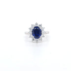 2.57ct LAB Sapphire & LAB Diamond Cluster Ring set in 9ct White Gold