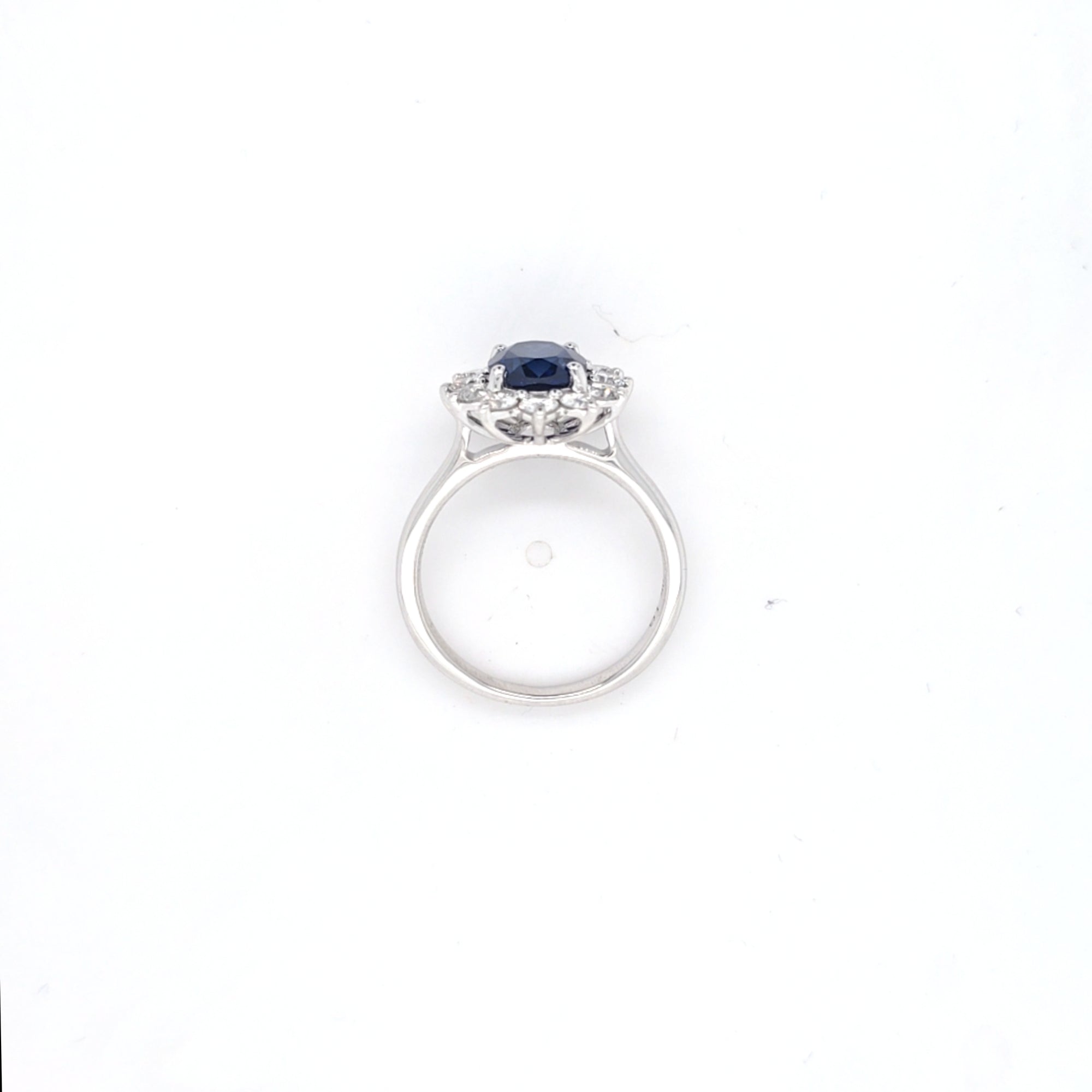 2.57ct LAB Sapphire & LAB Diamond Cluster Ring set in 9ct White Gold