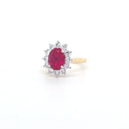 2.33ct LAB Ruby & LAB Diamond Cluster Ring set in 9ct Gold
