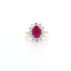 2.33ct LAB Ruby & LAB Diamond Cluster Ring set in 9ct Gold