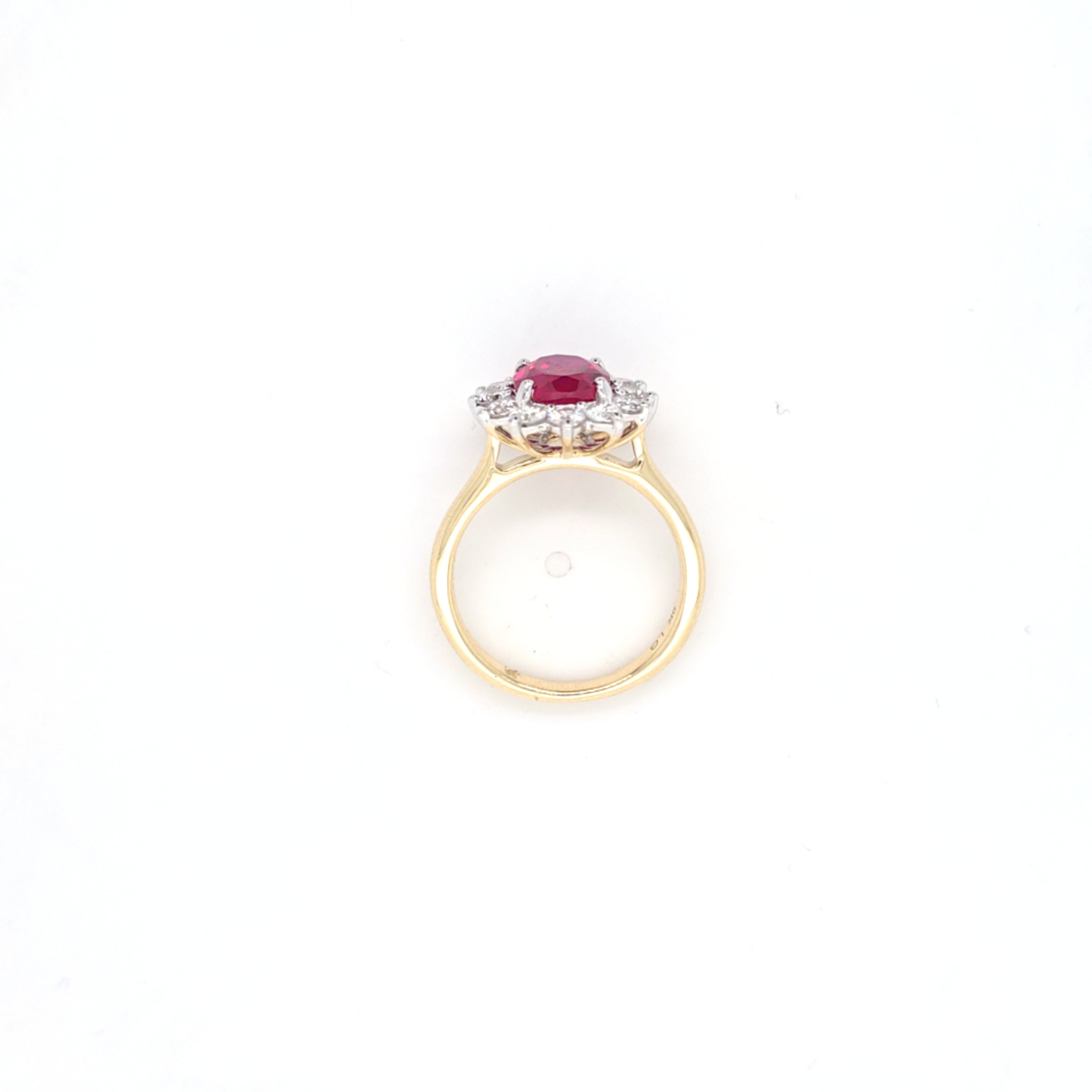 2.33ct LAB Ruby & LAB Diamond Cluster Ring set in 9ct Gold - Montpellier Jewellers