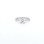 0.97ct F/VS LAB Diamond Ring with Diamond Shoulders set in 9ct White Gold