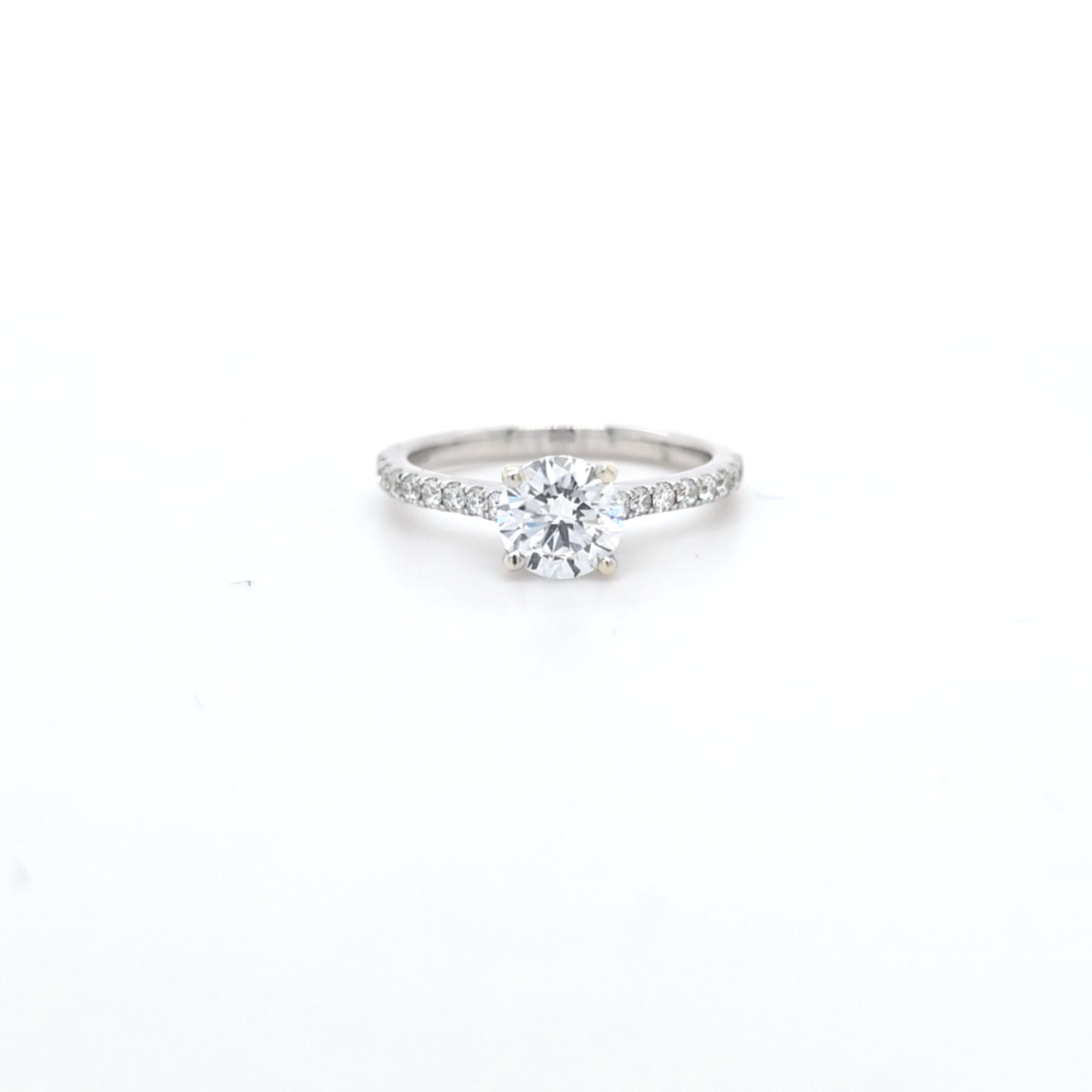 0.97ct F/VS LAB Diamond Ring with Diamond Shoulders set in 9ct White Gold