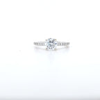 0.97ct F/VS LAB Diamond Ring with Diamond Shoulders set in 9ct White Gold