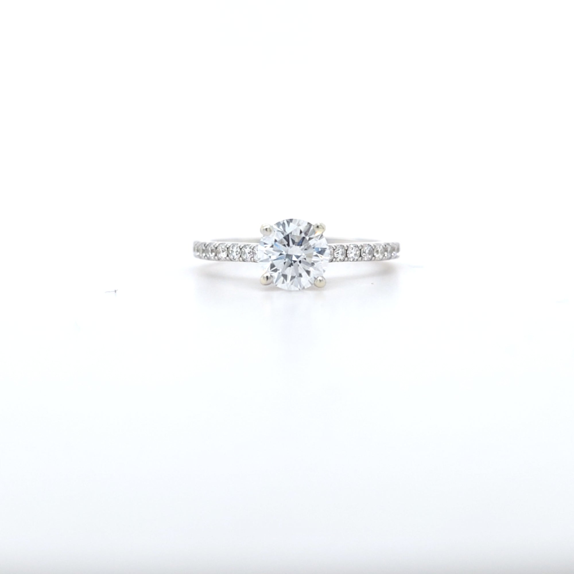 0.97ct F/VS LAB Diamond Ring with Diamond Shoulders set in 9ct White Gold