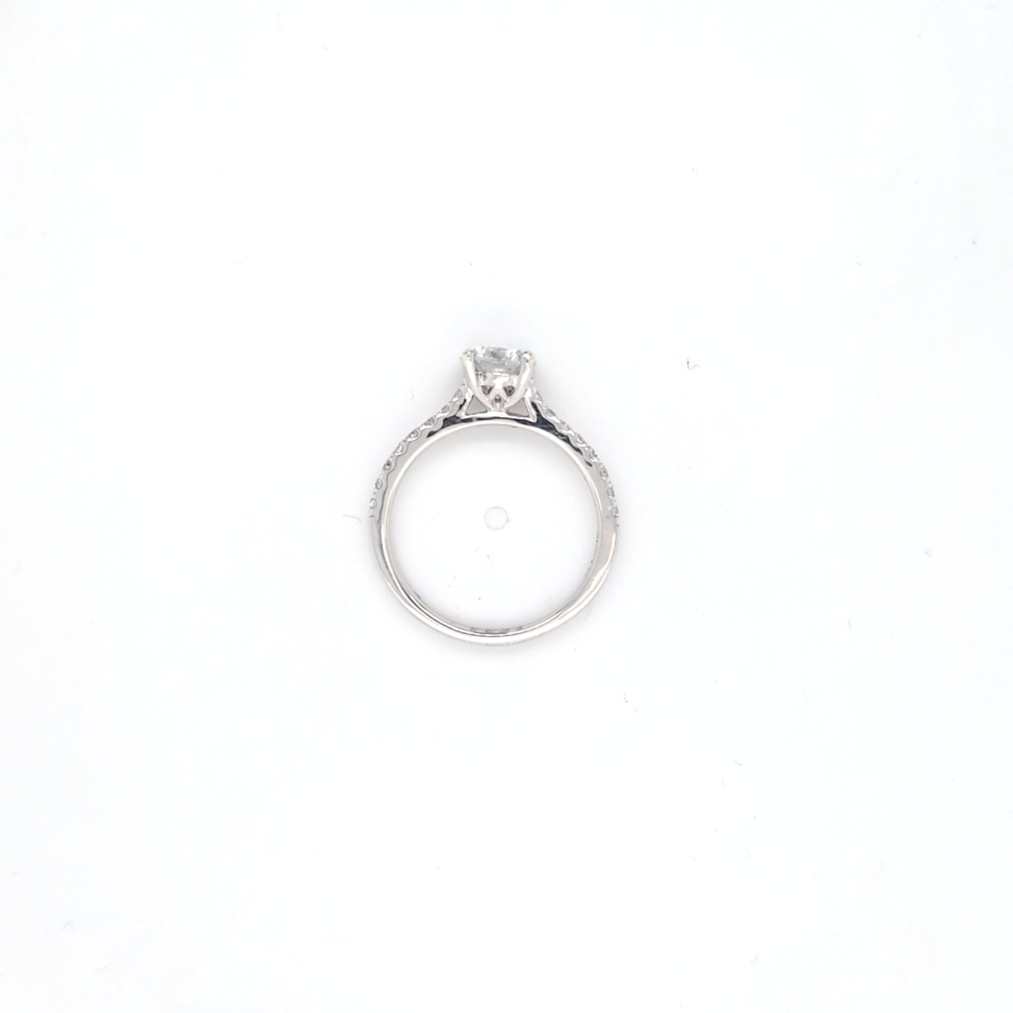 0.97ct F/VS LAB Diamond Ring with Diamond Shoulders set in 9ct White Gold