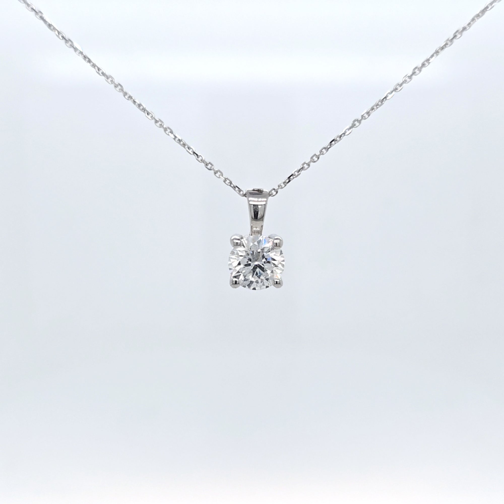 1.01ct LAB Diamond Pendant in 9ct White Gold with Chain