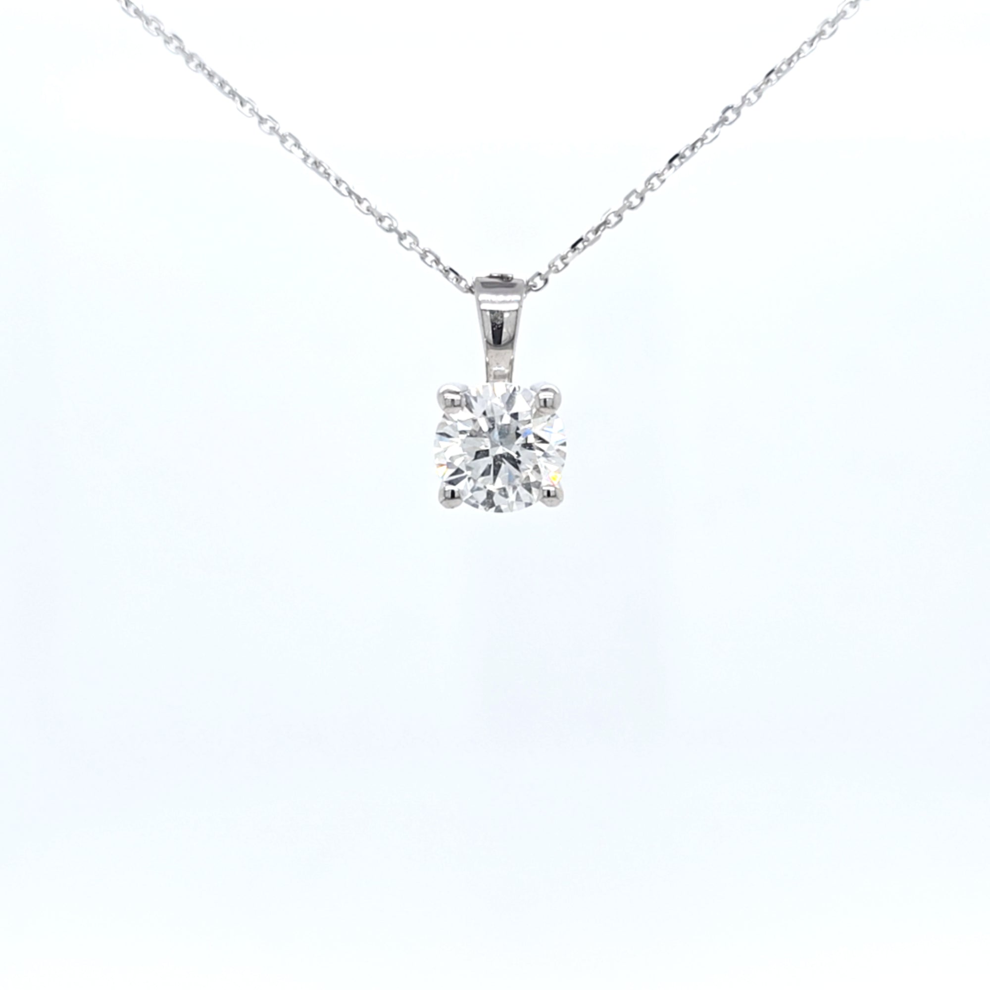 1.01ct LAB Diamond Pendant in 9ct White Gold with Chain