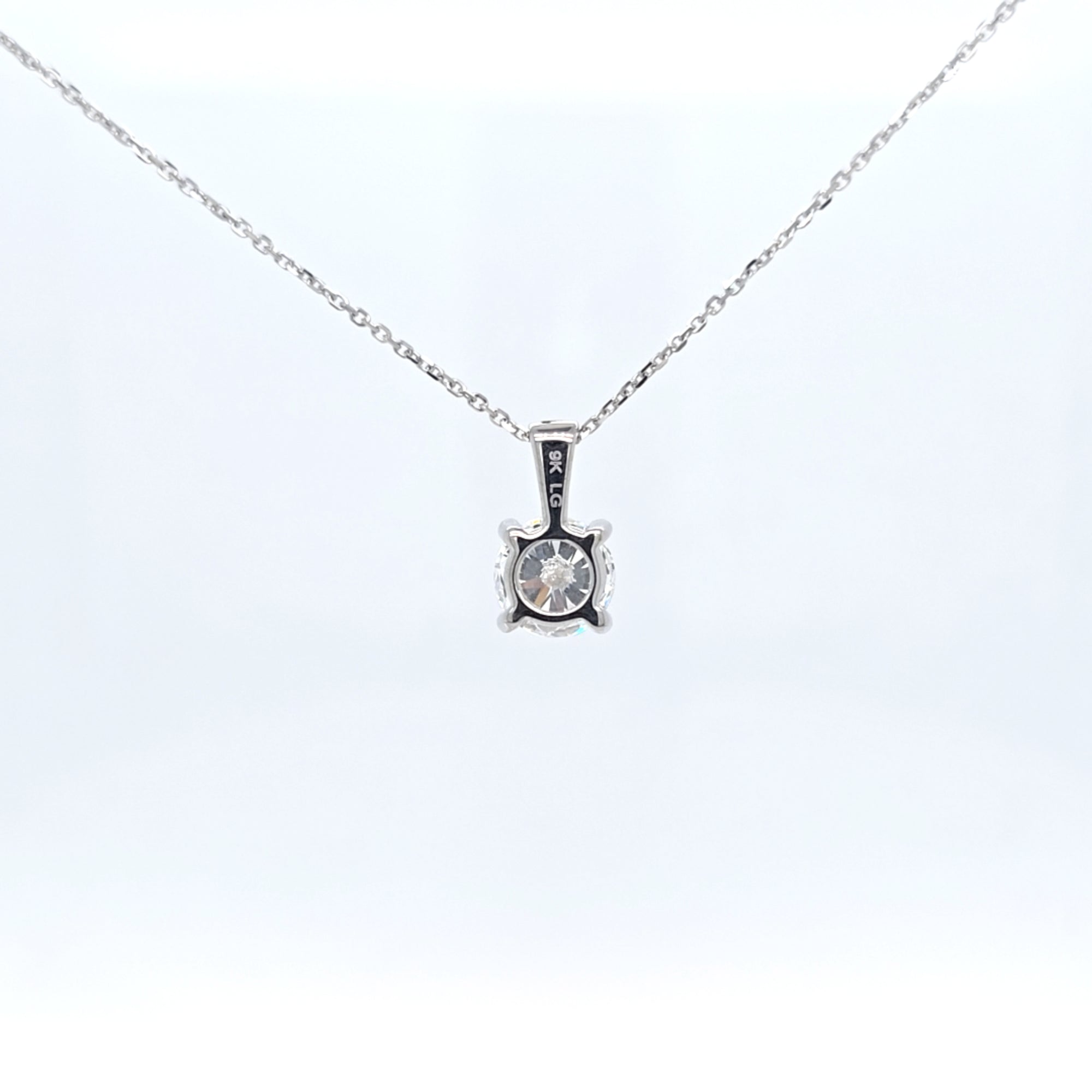 1.01ct LAB Diamond Pendant in 9ct White Gold with Chain