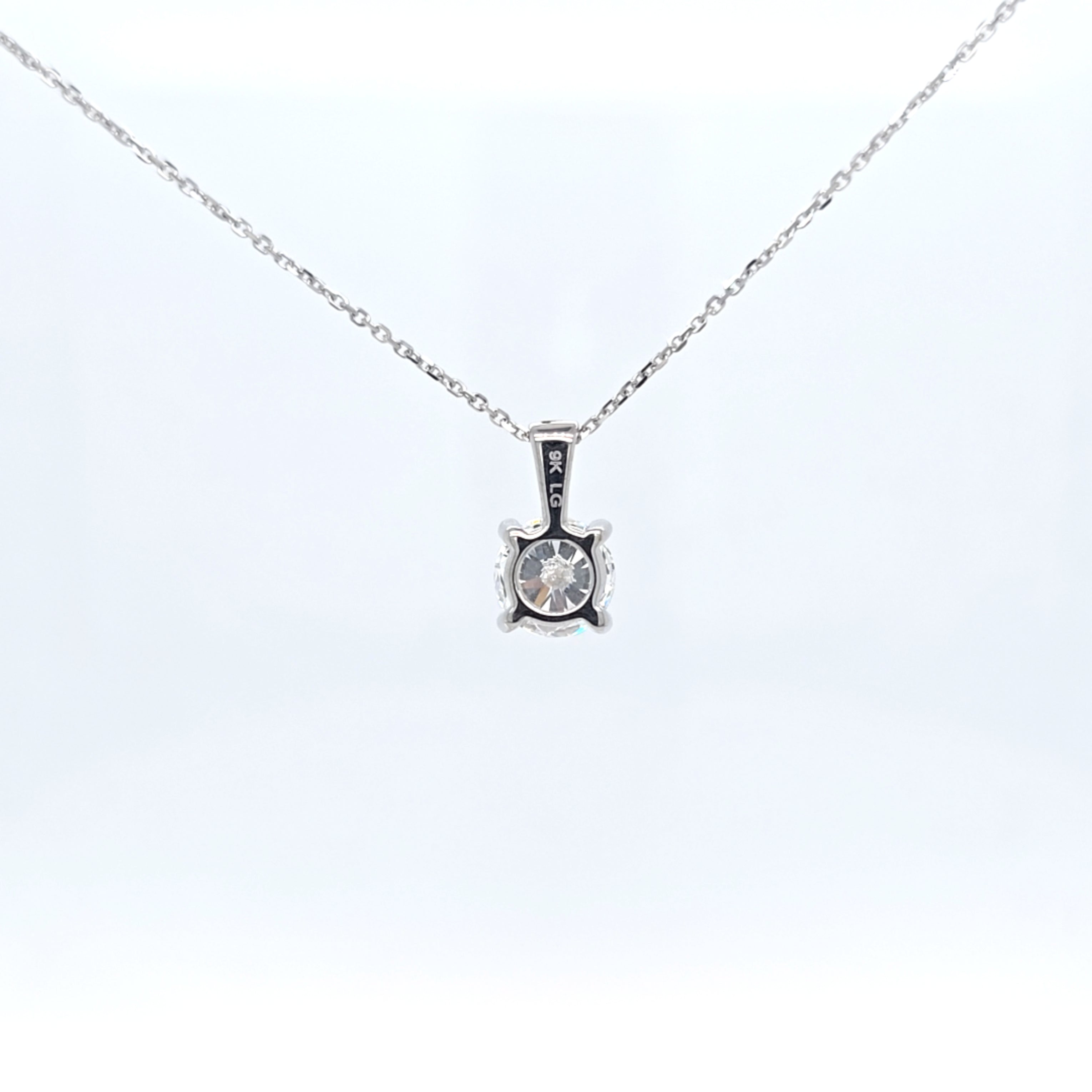 1.01ct LAB Diamond Pendant in 9ct White Gold with Chain - Montpellier Jewellers