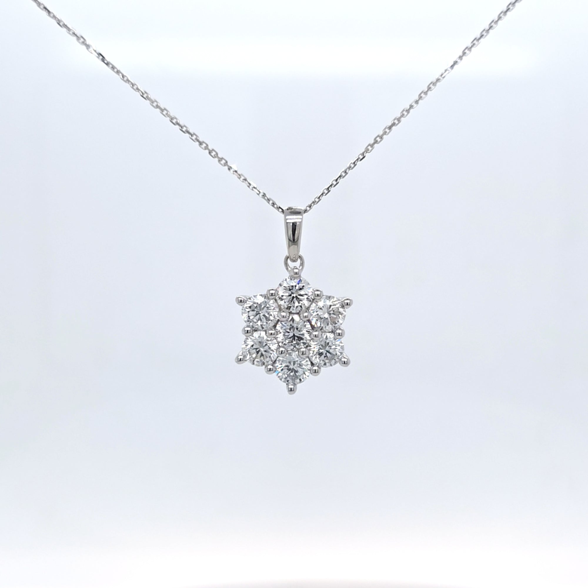 2.08ct LAB Diamond Cluster Pendant in 9ct White Gold with Chain
