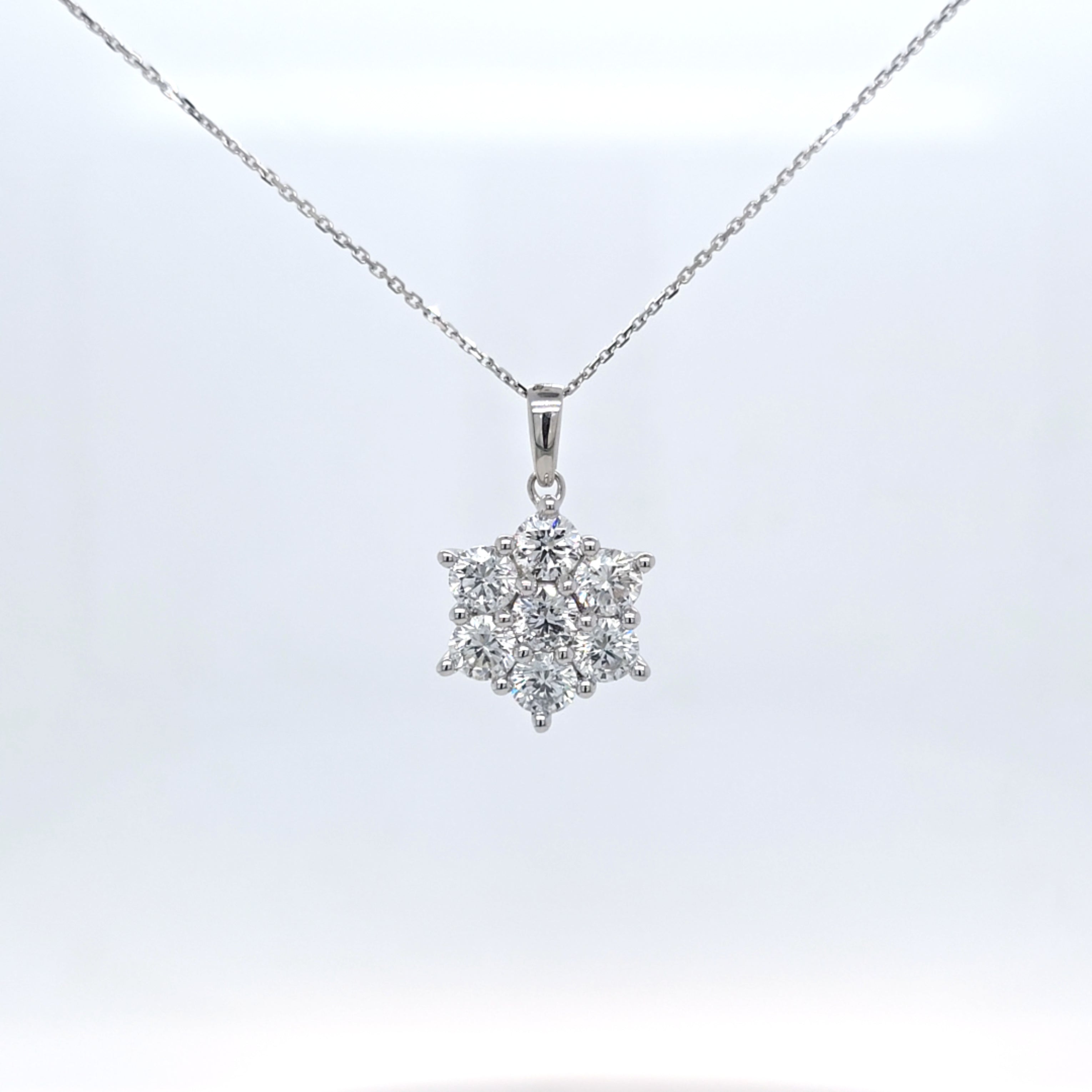 2.08ct LAB Diamond Cluster Pendant in 9ct White Gold with Chain - Montpellier Jewellers