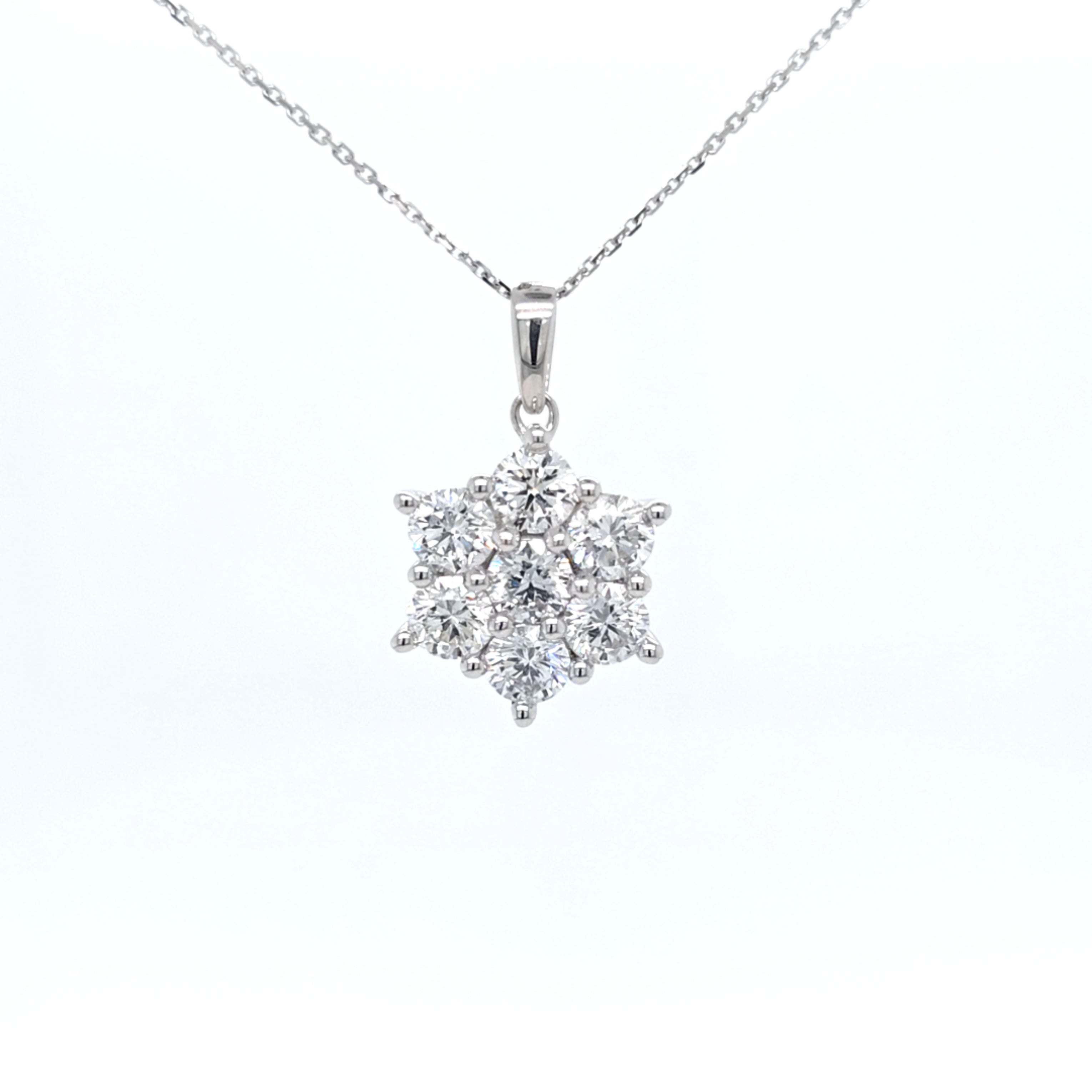 2.08ct LAB Diamond Cluster Pendant in 9ct White Gold with Chain - Montpellier Jewellers