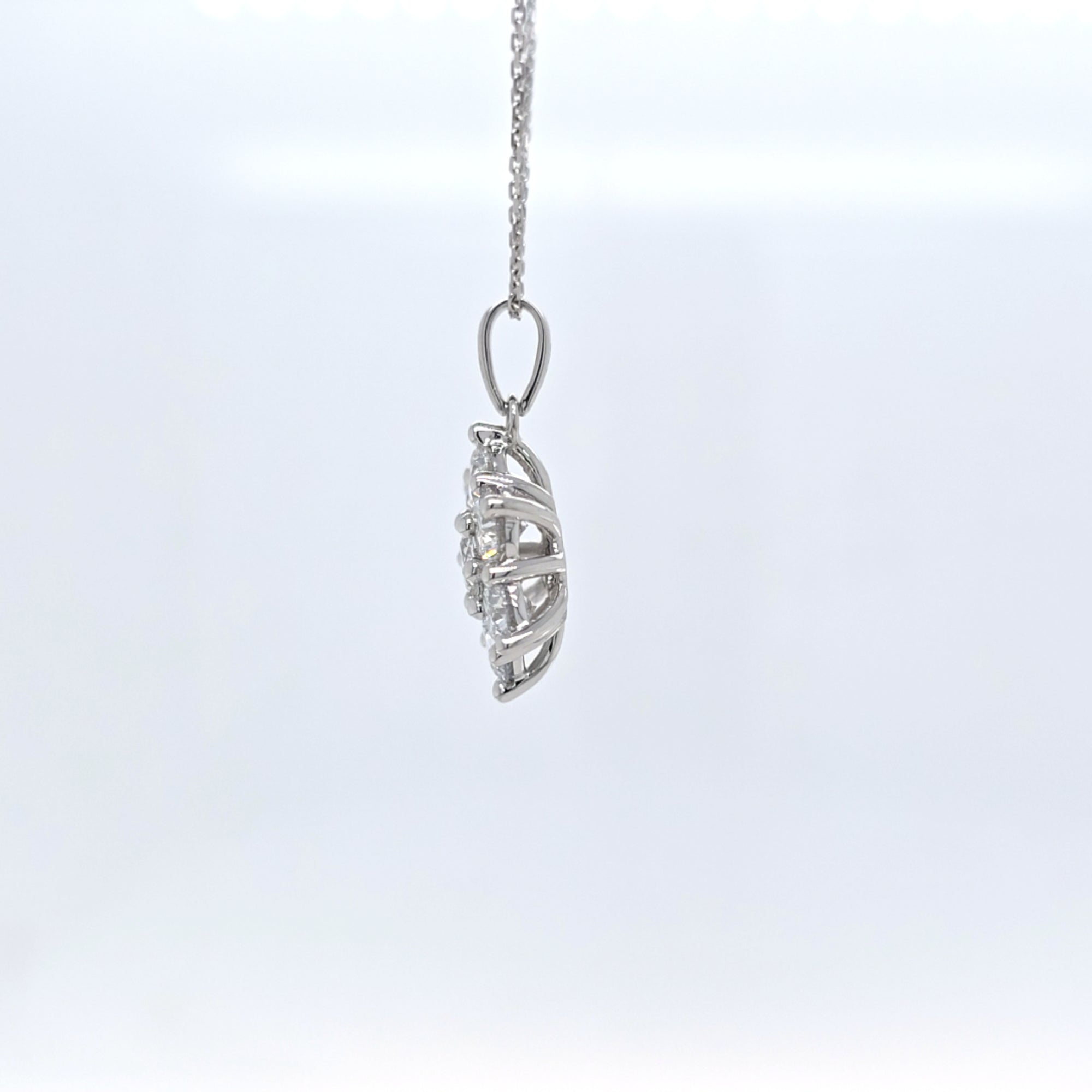 2.08ct LAB Diamond Cluster Pendant in 9ct White Gold with Chain
