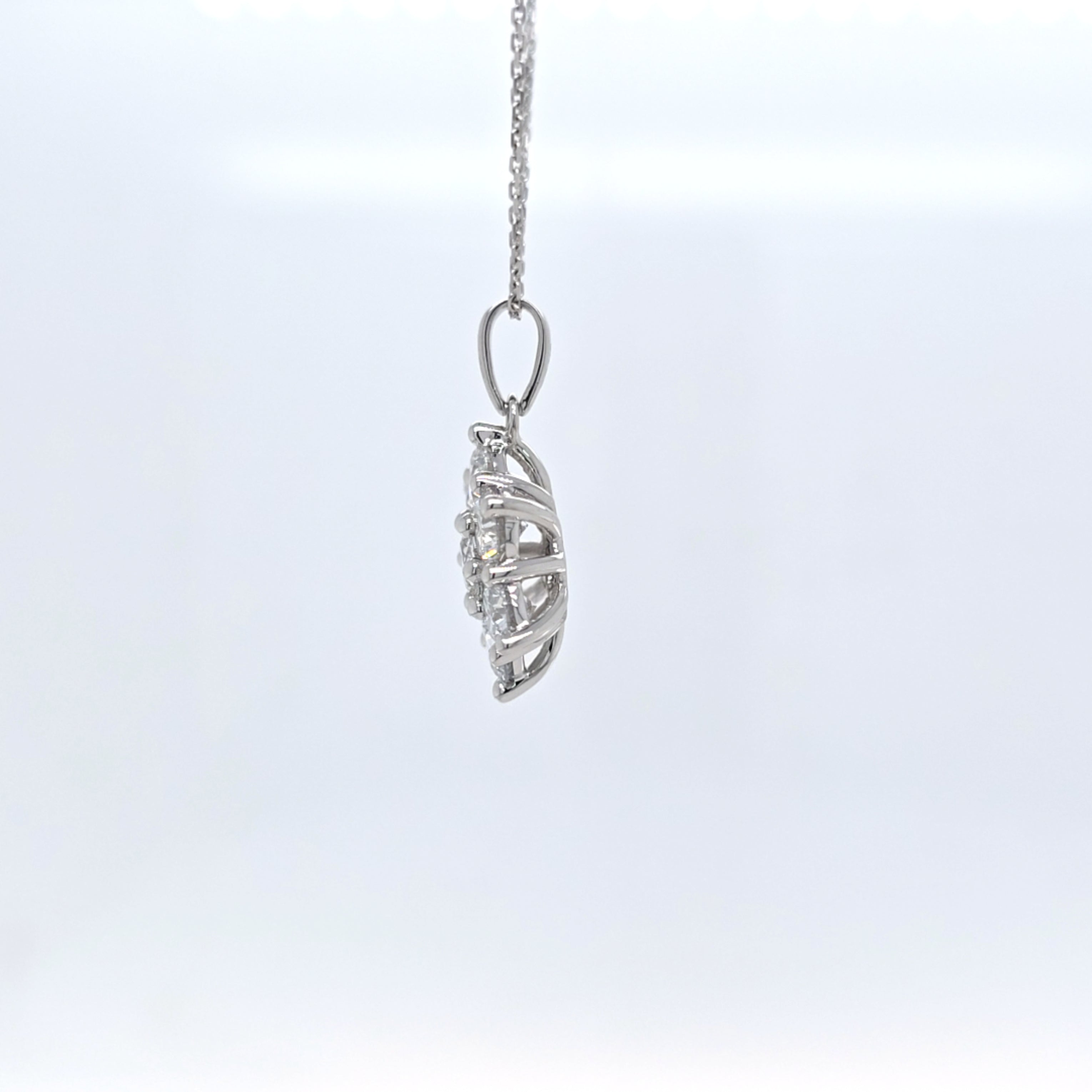 2.08ct LAB Diamond Cluster Pendant in 9ct White Gold with Chain - Montpellier Jewellers