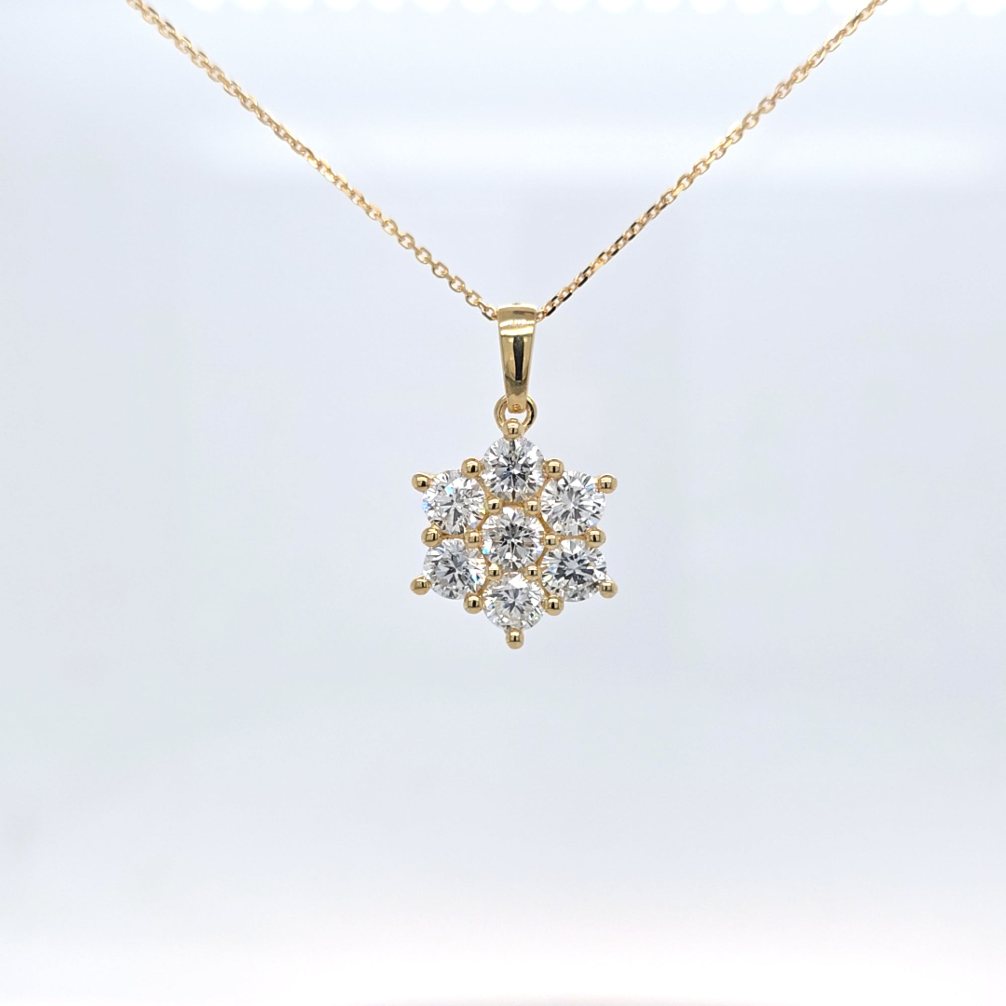 2.08ct LAB Diamond Cluster Pendant in 9ct Yellow Gold with Chain