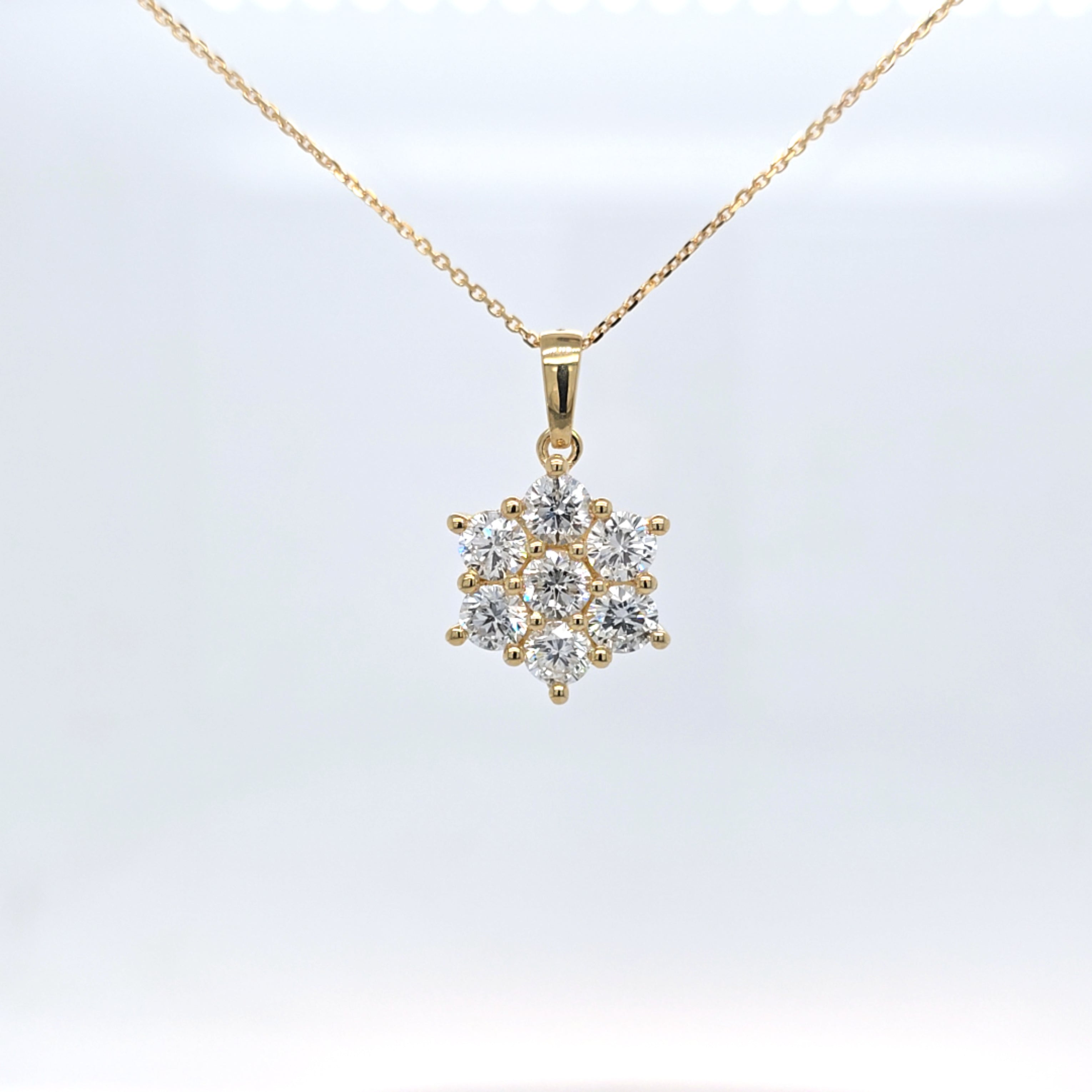 2.08ct LAB Diamond Cluster Pendant in 9ct Yellow Gold with Chain - Montpellier Jewellers