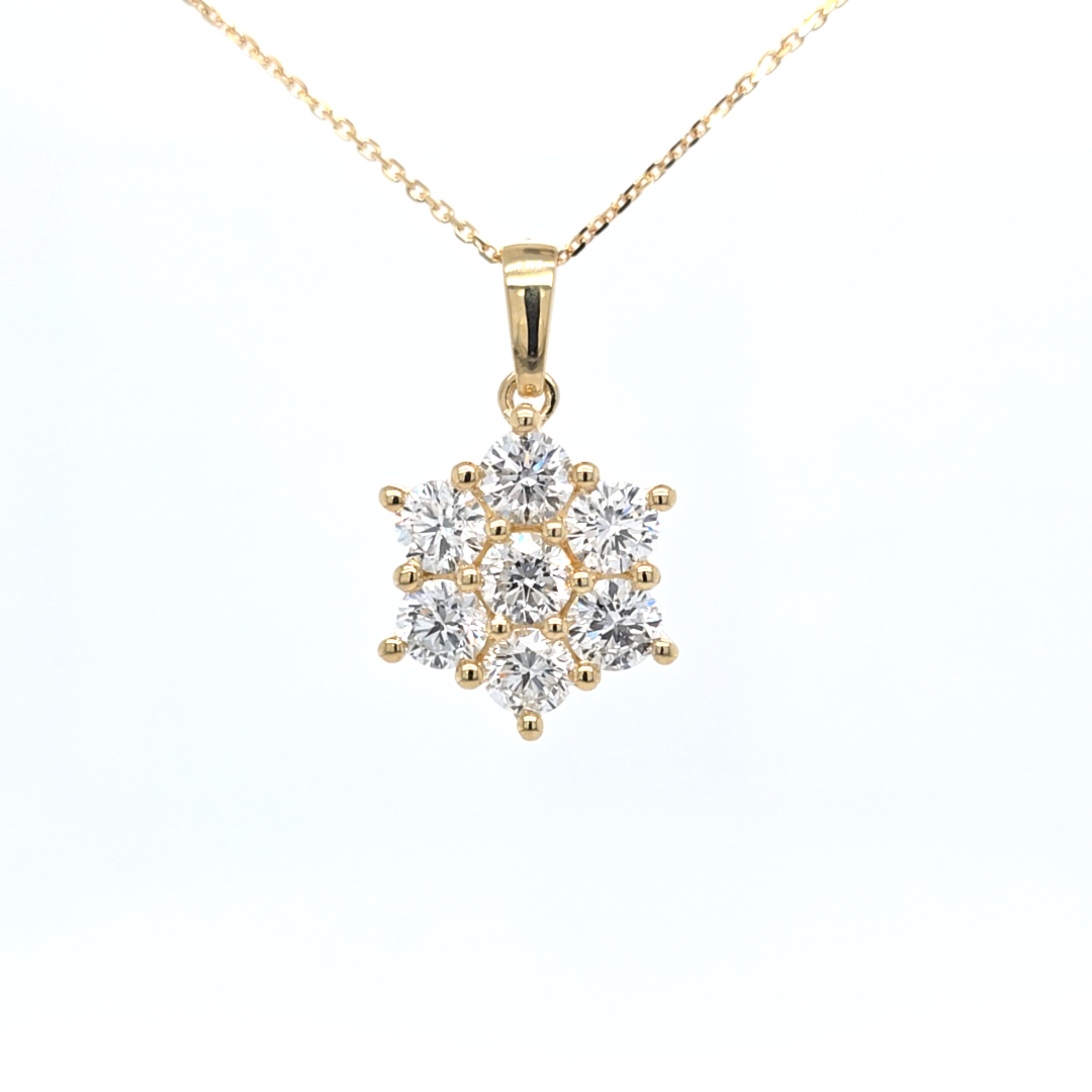 2.08ct LAB Diamond Cluster Pendant in 9ct Yellow Gold with Chain - Montpellier Jewellers
