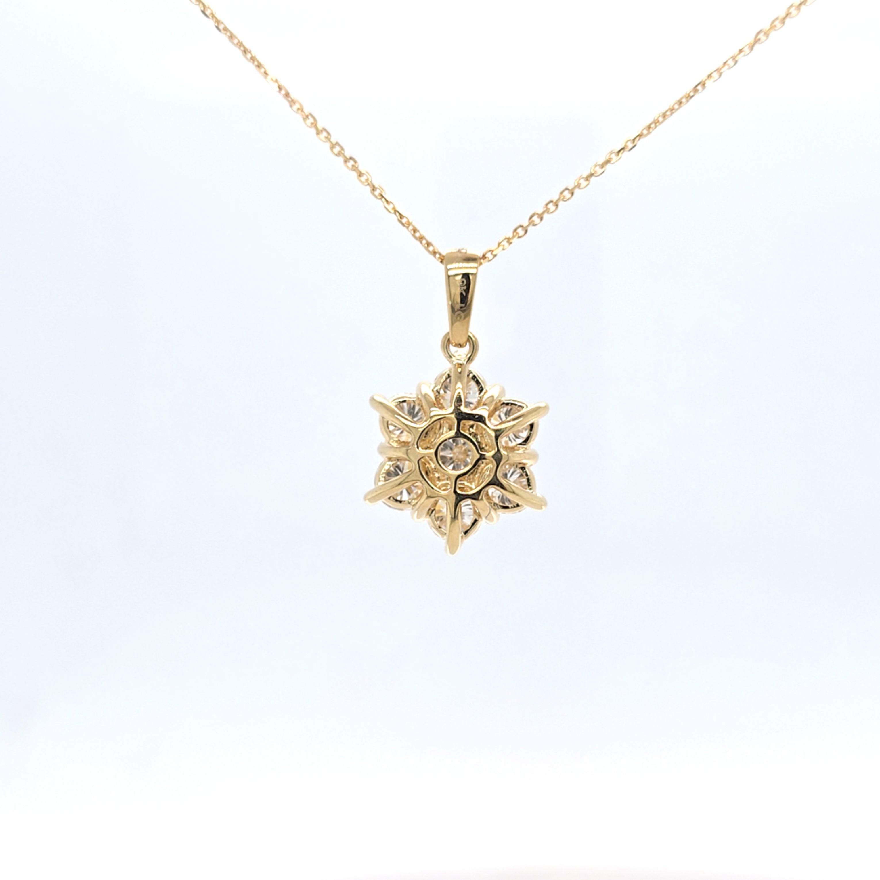 2.08ct LAB Diamond Cluster Pendant in 9ct Yellow Gold with Chain - Montpellier Jewellers