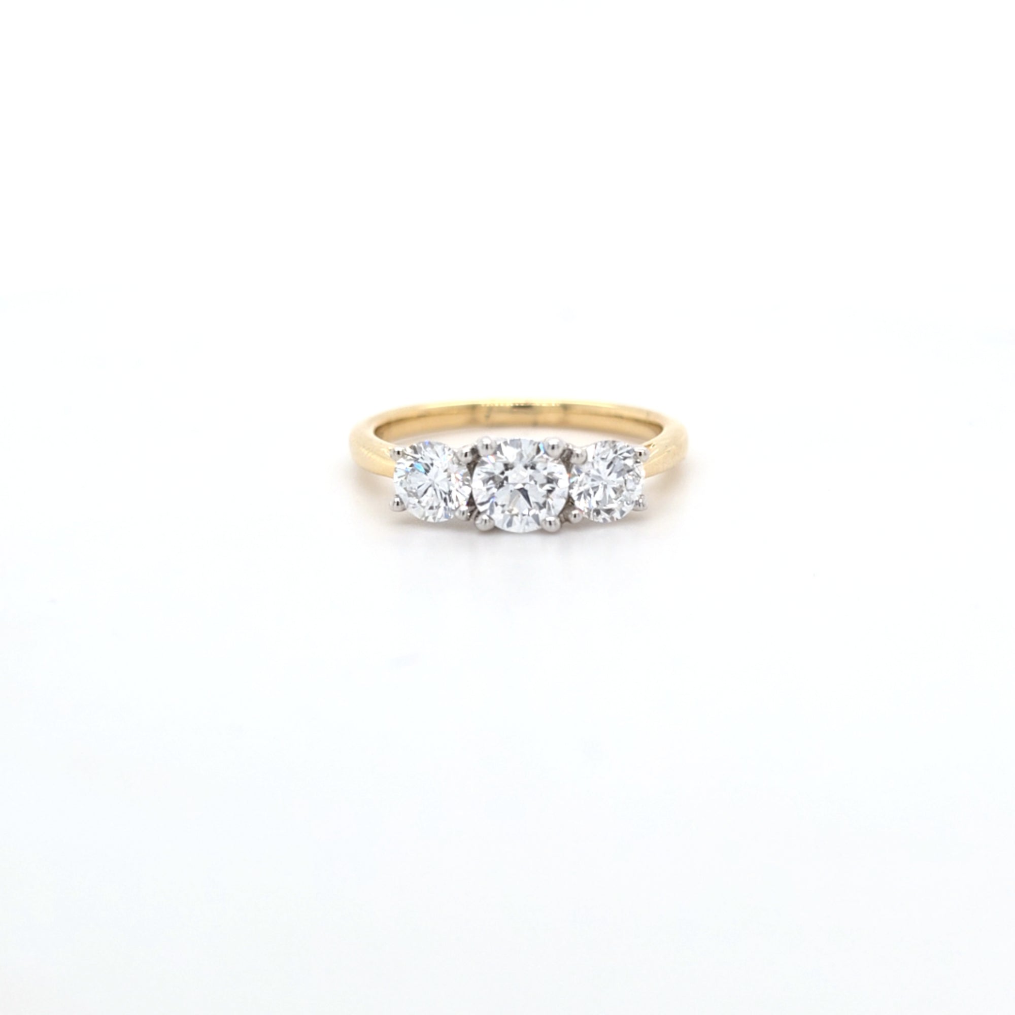 1.35ct F/VS LAB Diamond 3 Stone Ring Set In Yellow Gold