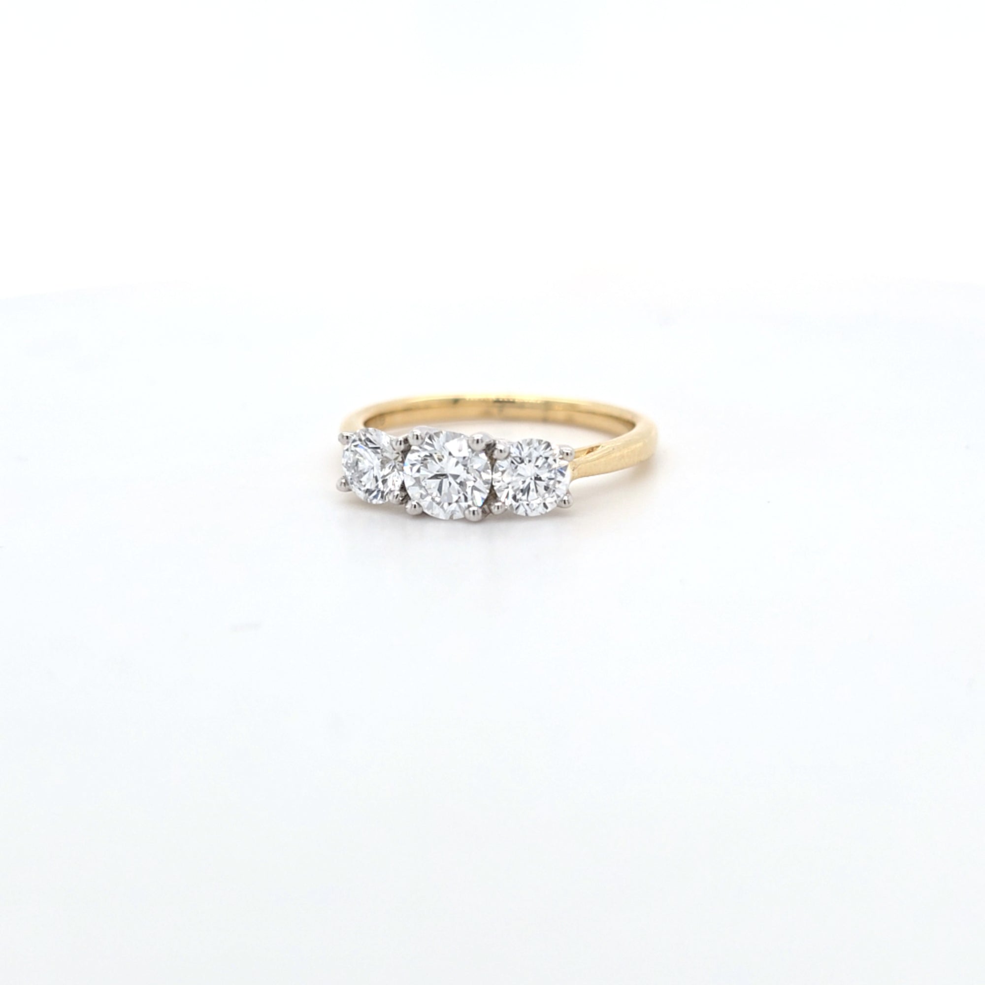 1.35ct F/VS LAB Diamond 3 Stone Ring Set In Yellow Gold