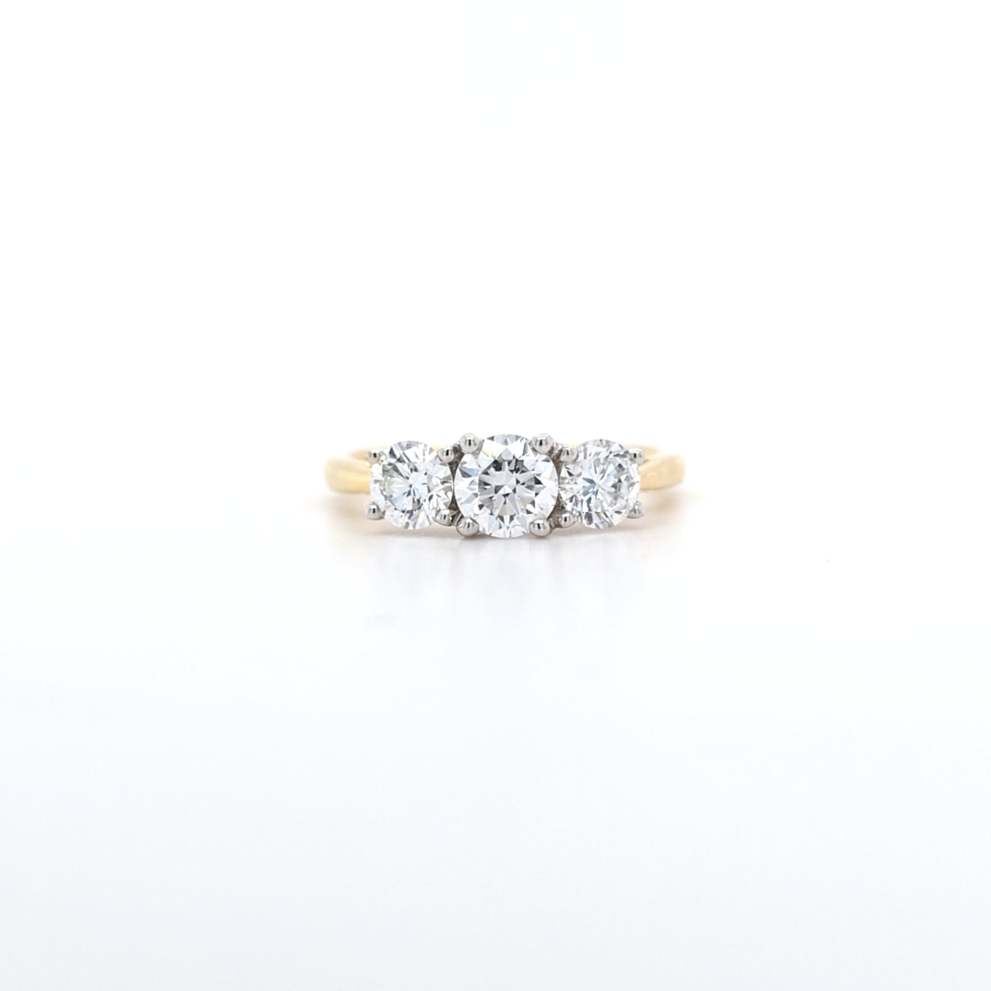 1.35ct F/VS LAB Diamond 3 Stone Ring Set In Yellow Gold