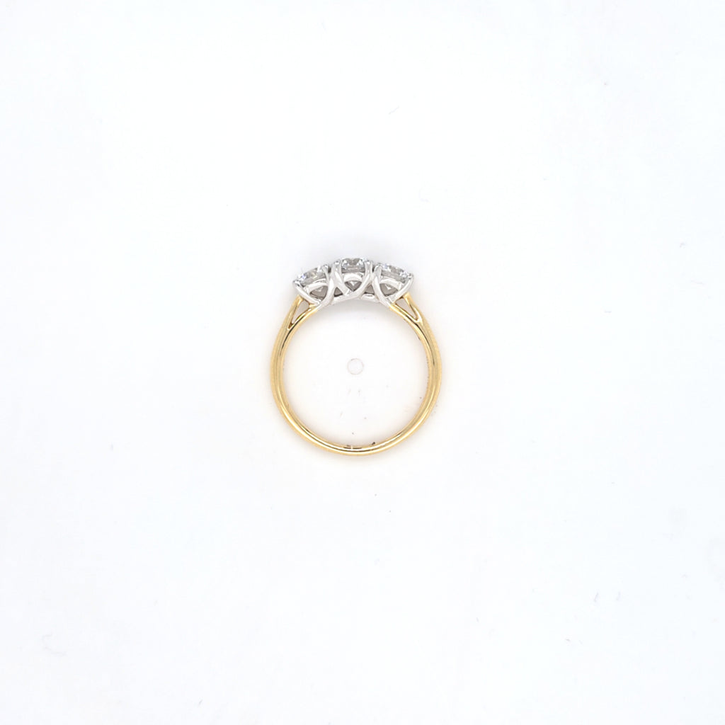 1.35ct F/VS LAB Diamond 3 Stone Ring Set In Yellow Gold