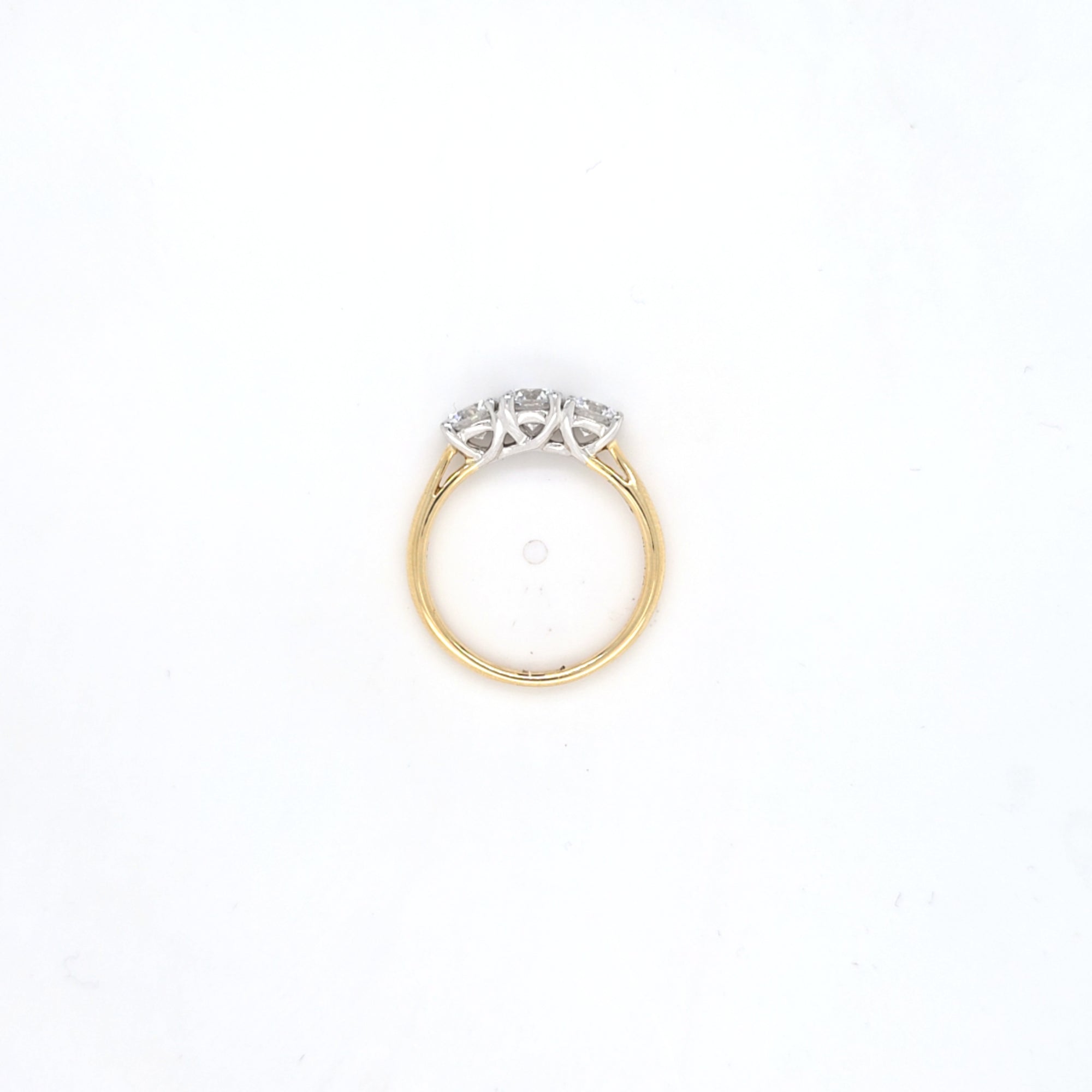 1.35ct F/VS LAB Diamond 3 Stone Ring Set In Yellow Gold
