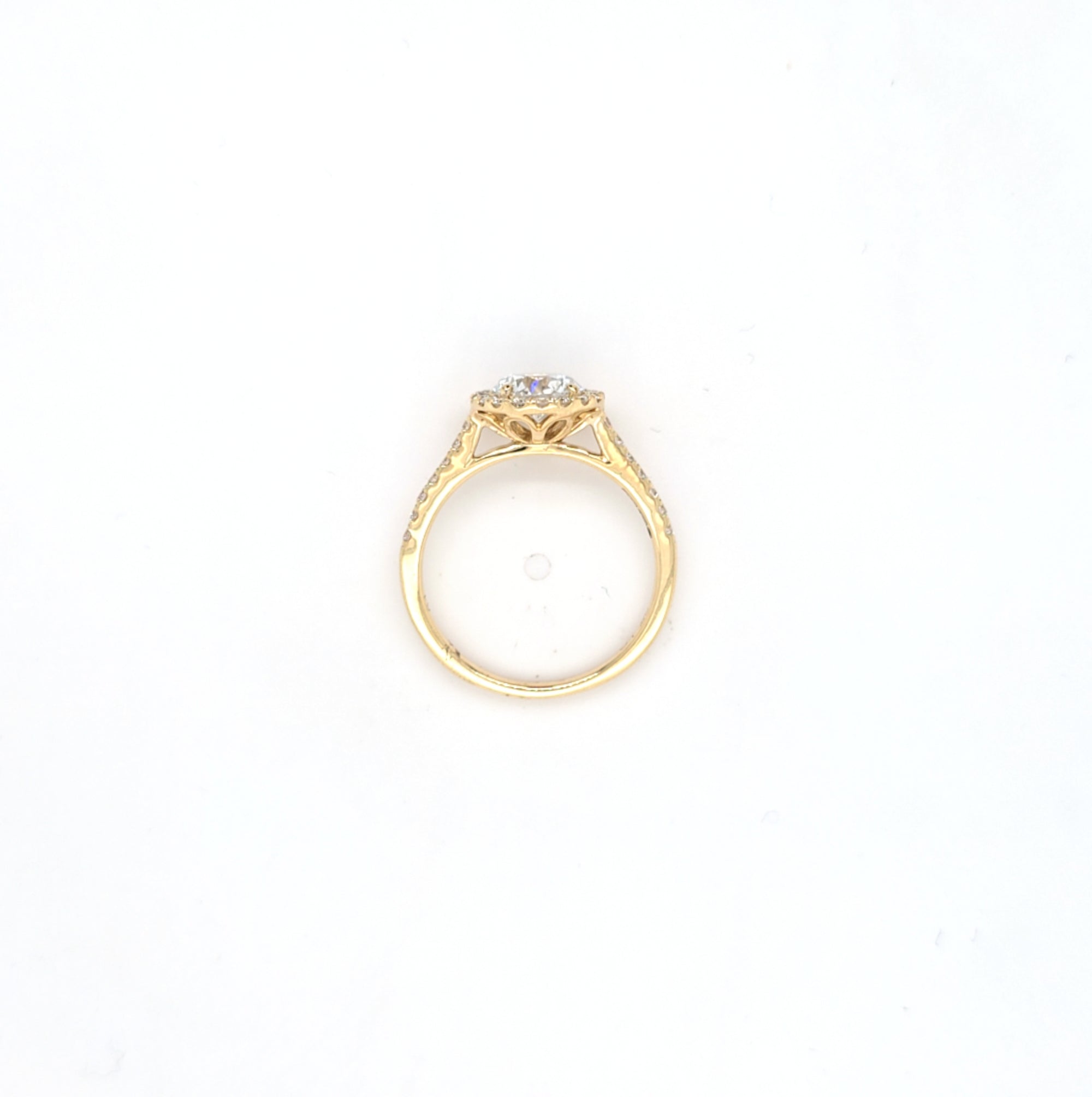 1.44ct F/VS LAB Diamond Halo Ring with Diamond Shoulders set in 9ct Yellow Gold