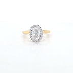 1.21ct D/VS1 LAB Diamond Halo Ring set in 9ct Yellow Gold