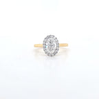 1.21ct D/VS1 LAB Diamond Halo Ring set in 9ct Yellow Gold