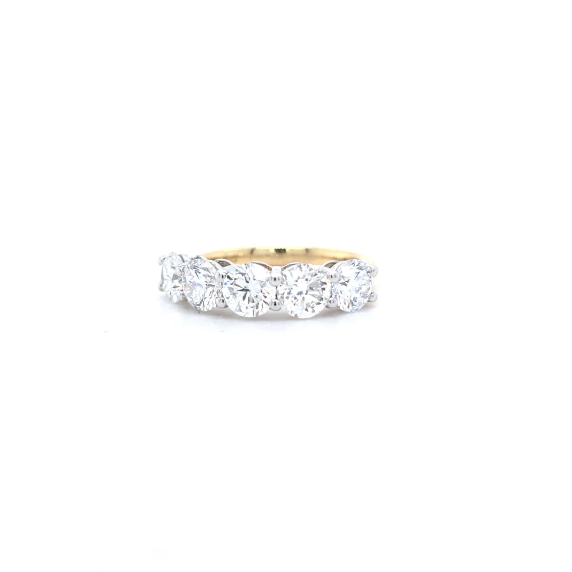 3.20ct F/VS LAB Diamond 5 Stone Ring Set In Yellow Gold