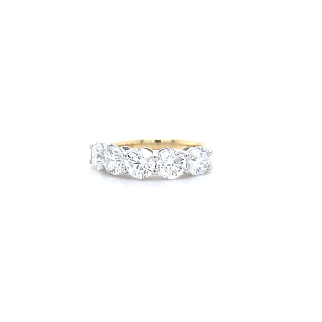 3.20ct F/VS LAB Diamond 5 Stone Ring Set In Yellow Gold