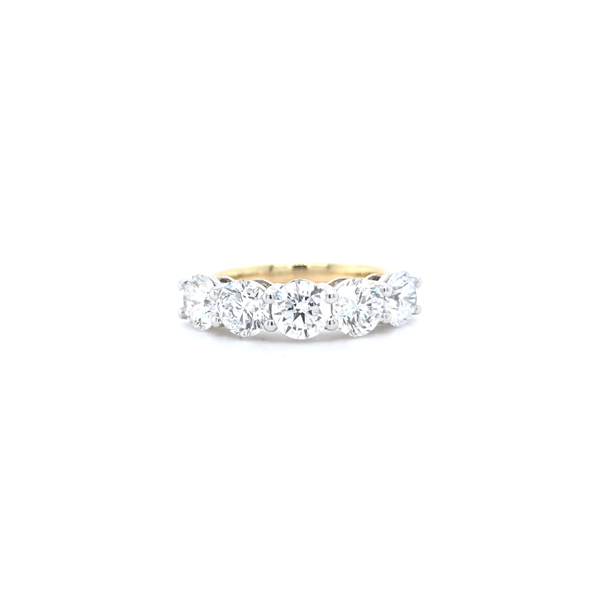 3.20ct F/VS LAB Diamond 5 Stone Ring Set In Yellow Gold
