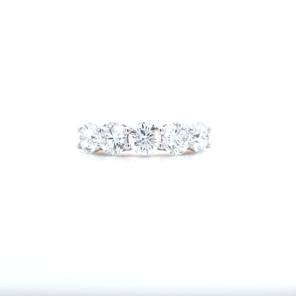3.20ct F/VS LAB Diamond 5 Stone Ring Set In Yellow Gold