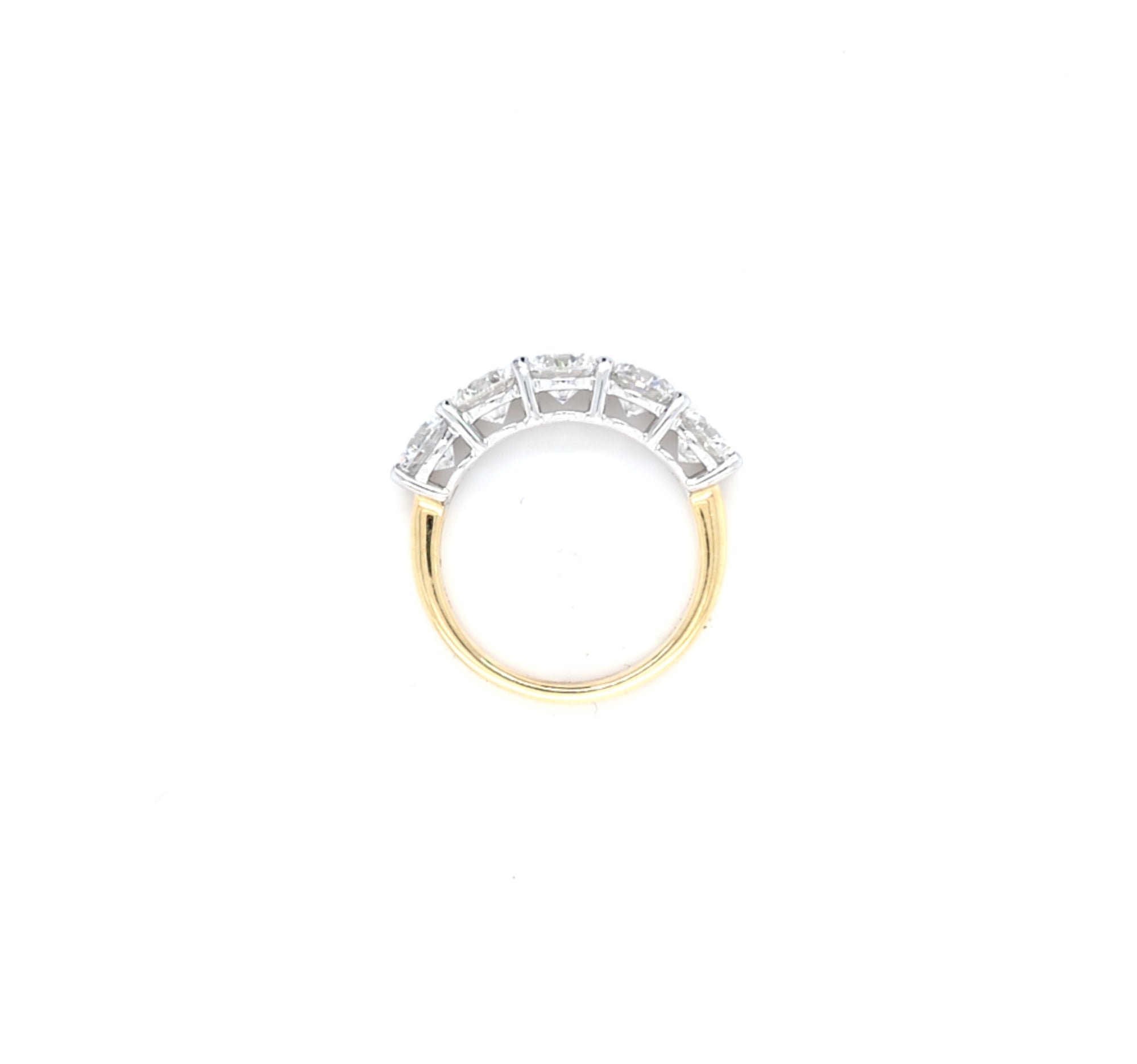 3.20ct F/VS LAB Diamond 5 Stone Ring Set In Yellow Gold