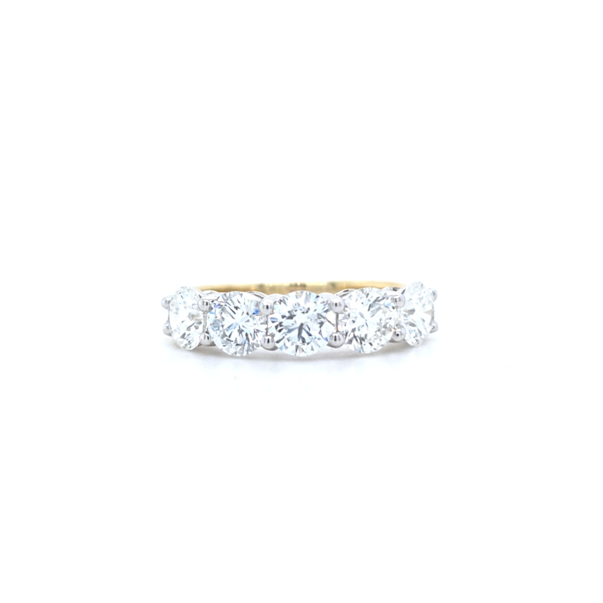 2.01ct F/VS LAB Diamond 5 Stone Ring Set In Yellow Gold