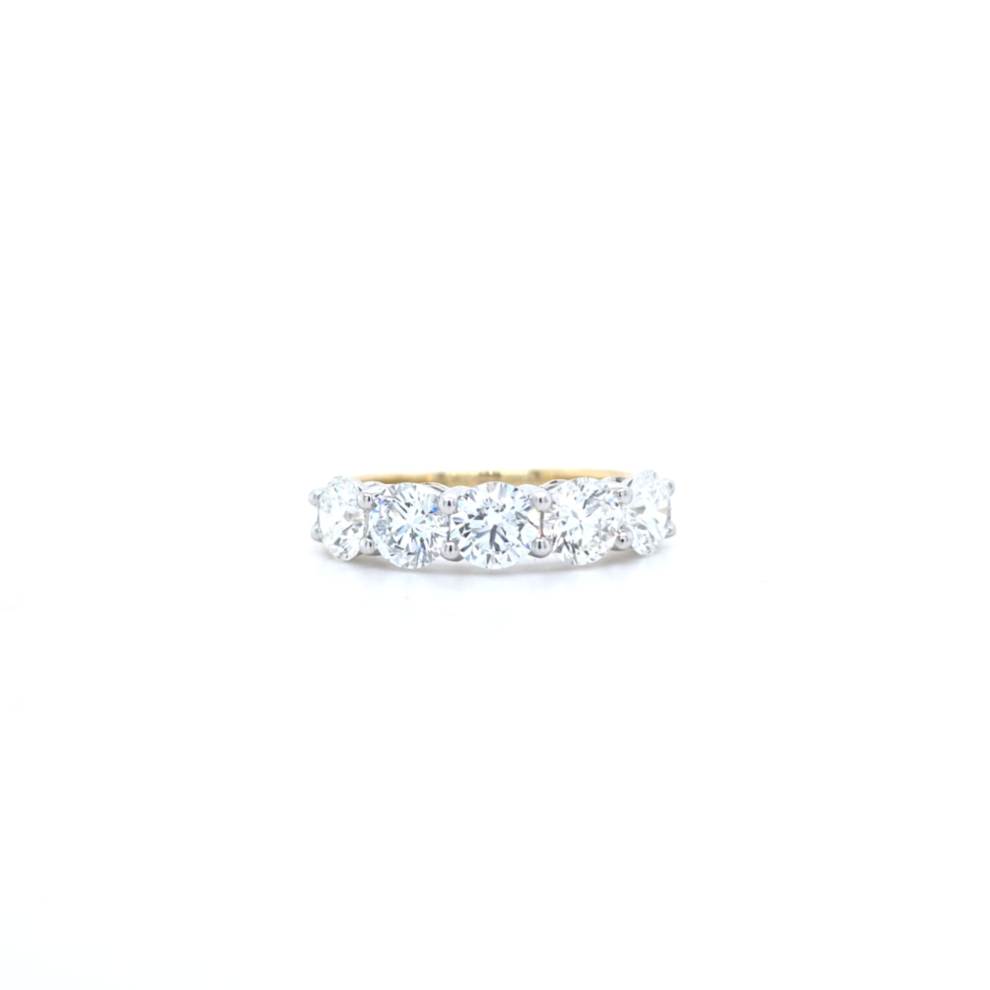 2.01ct F/VS LAB Diamond 5 Stone Ring Set In Yellow Gold