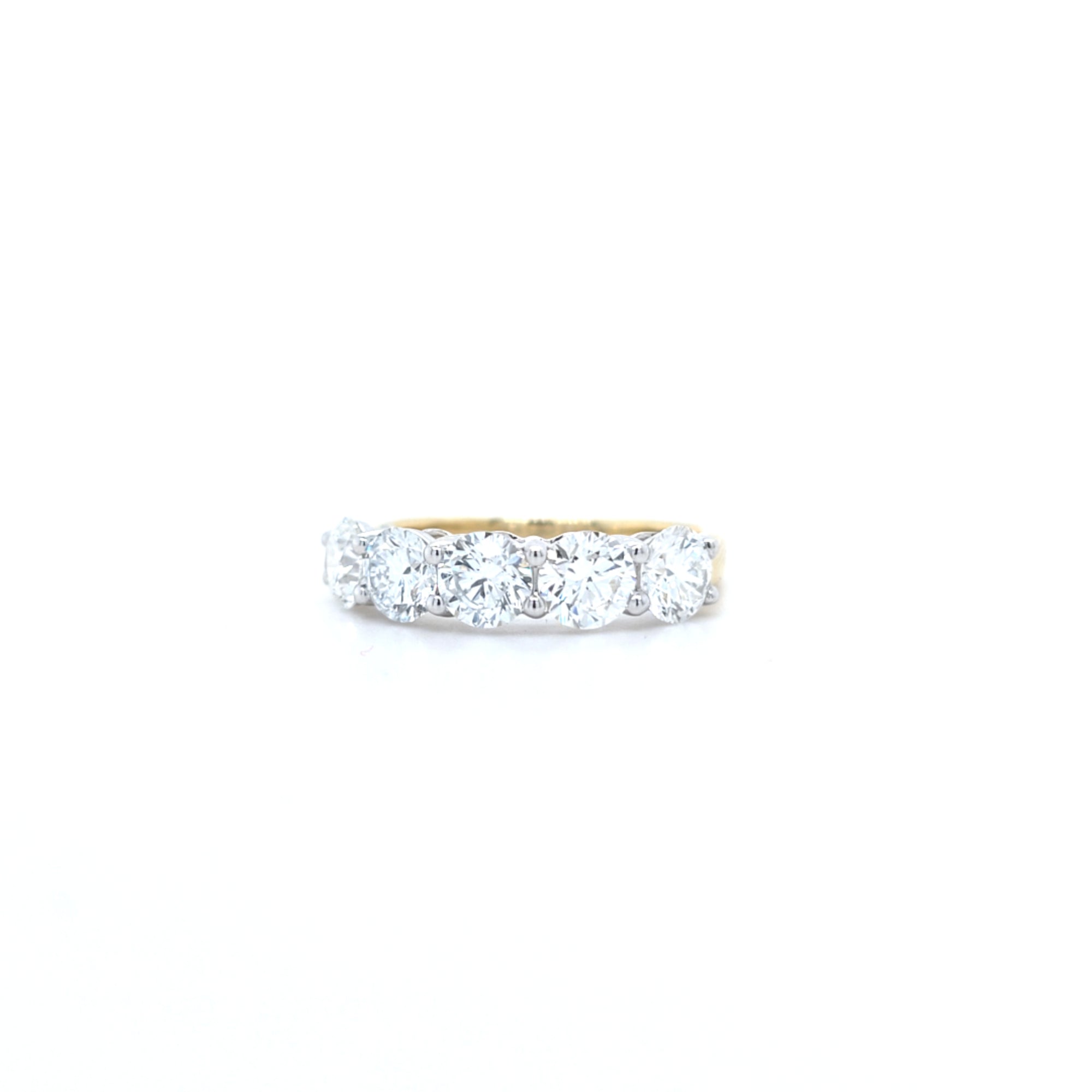 2.01ct F/VS LAB Diamond 5 Stone Ring Set In Yellow Gold