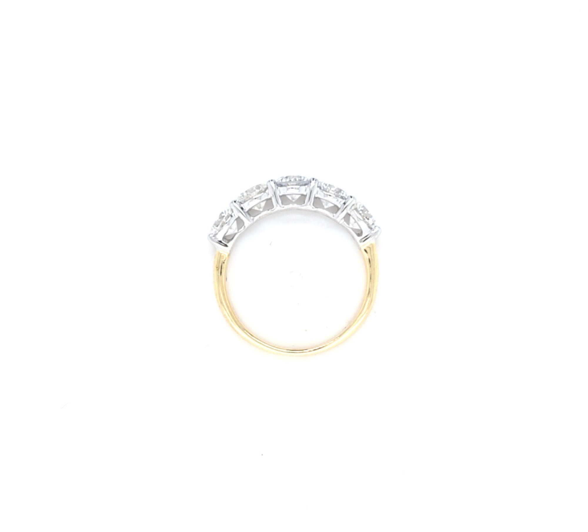 2.01ct F/VS LAB Diamond 5 Stone Ring Set In Yellow Gold