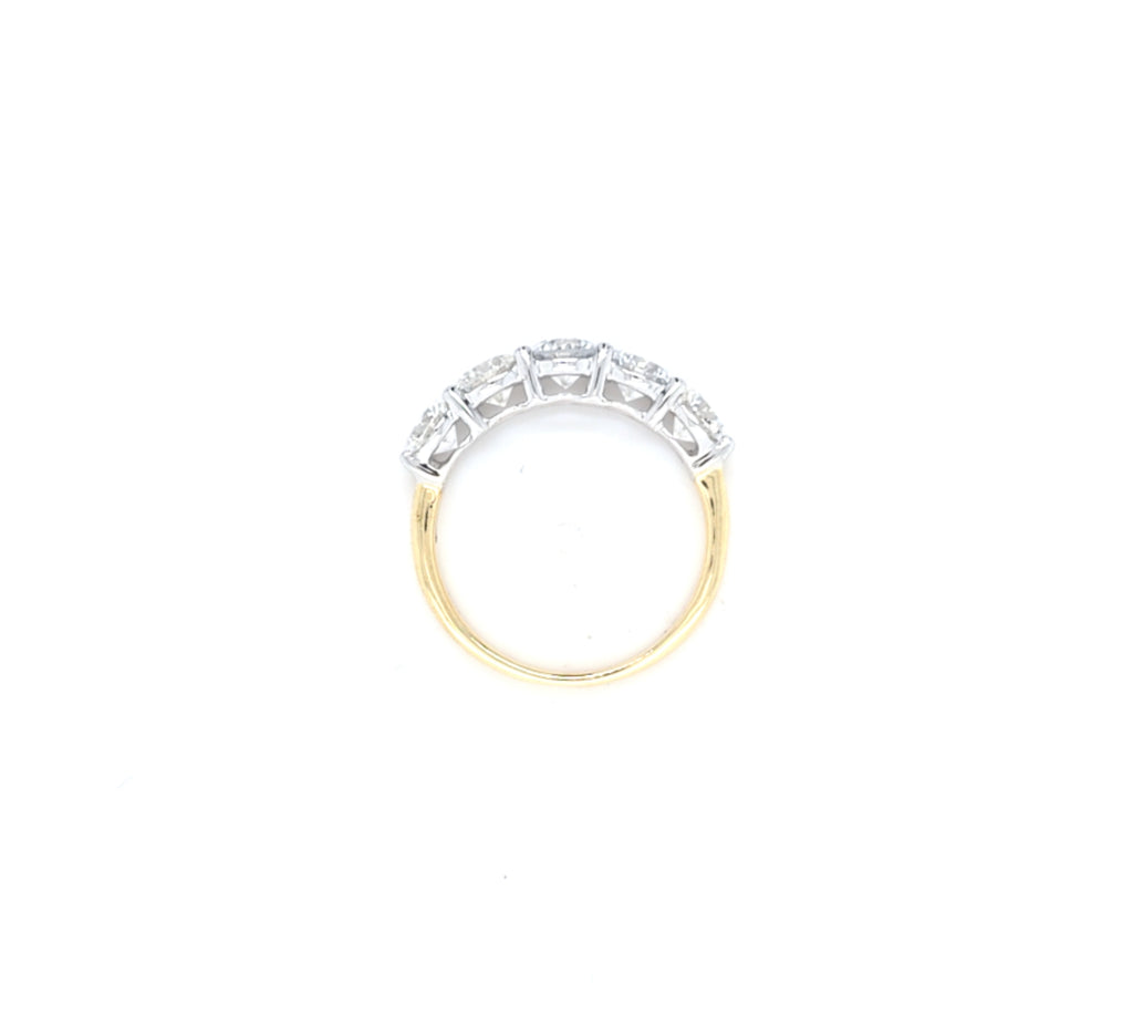 2.01ct F/VS LAB Diamond 5 Stone Ring Set In Yellow Gold