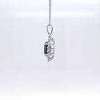2.63ct LAB Sapphire and LAB Diamond Cluster Pendant in 9ct White Gold with Chain