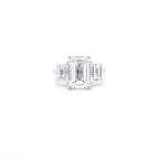 IGI 4.05ct D/VS1 Emerald Cut LAB Diamond Solitaire Ring with Trapezoid Side Stones Set in Platinum