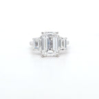 IGI 4.05ct D/VS1 Emerald Cut LAB Diamond Solitaire Ring with Trapezoid Side Stones Set in Platinum