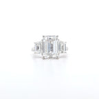 IGI 4.05ct D/VS1 Emerald Cut LAB Diamond Solitaire Ring with Trapezoid Side Stones Set in Platinum