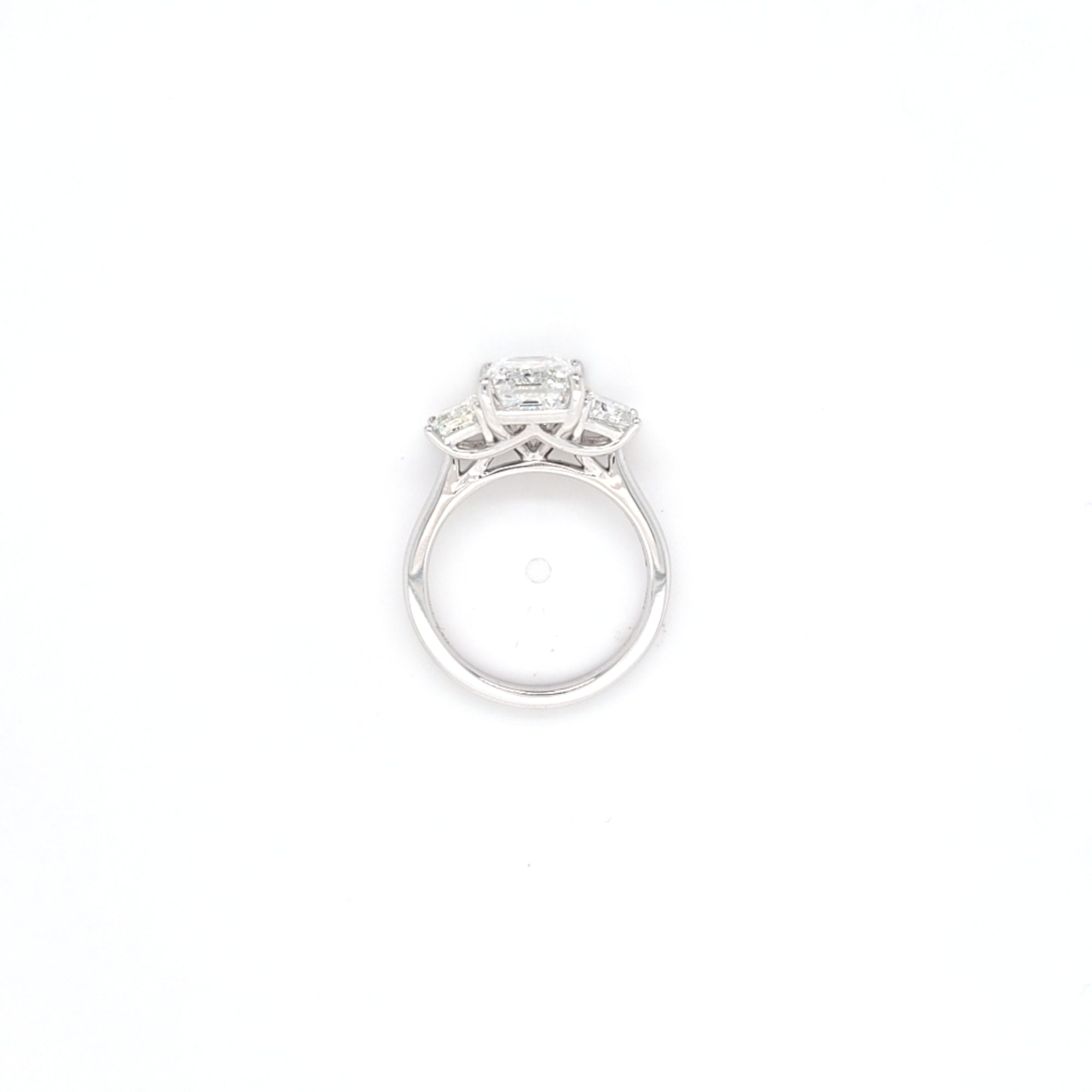 IGI 4.05ct D/VS1 Emerald Cut LAB Diamond Solitaire Ring with Trapezoid Side Stones Set in Platinum